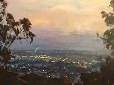 "Night over Fruitvale II" Acrylic on Canvas