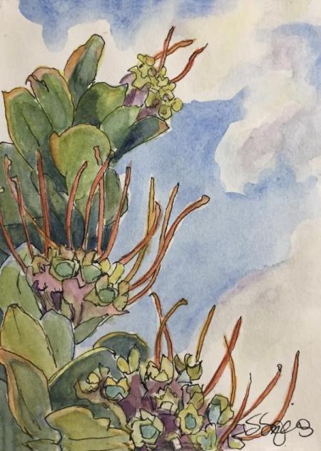 "Hawaiian Botanical #1" Ink and Watercolor